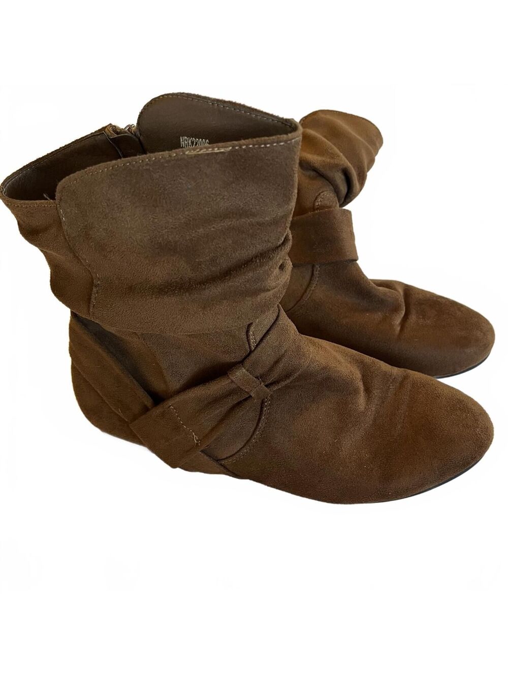 Vepose NY Brown Suede Women's Ankle Slouchy Boots Size 9 Side Zip Fall